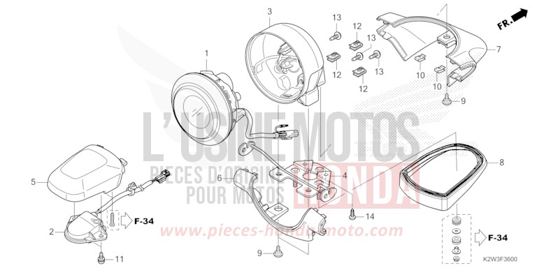 TAILLIGHT/LICENSE LIGHT for Dax ST125 PEARL NEBULA RED (R376) from 2023